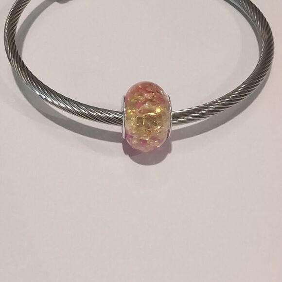 Silver Pink and Yellow Charm for Pandora Style Bracelet - Picture 4 of 6